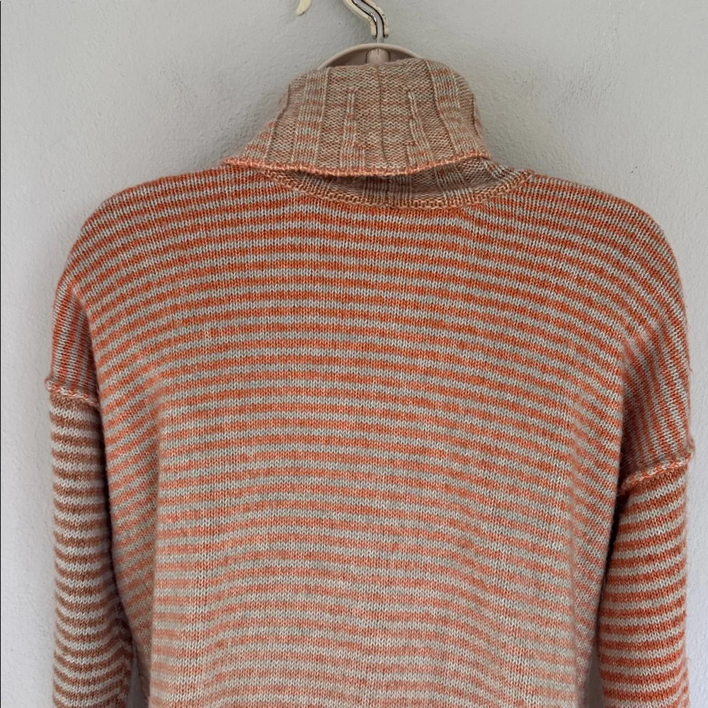 CAbi orange gray stripe oversized cotton turtleneck sweater size small